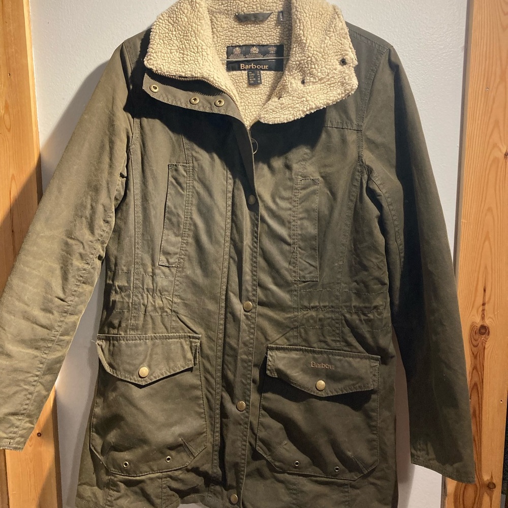 Barbour olive green waxed Cotten coat!